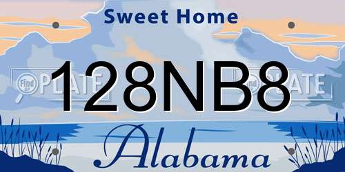 128NB8 Alabama License Plate