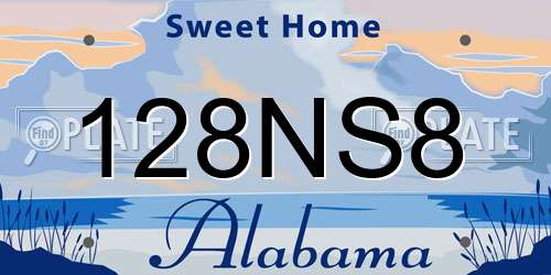 128NS8 Alabama License Plate