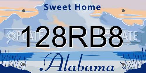 128RB8 Alabama License Plate
