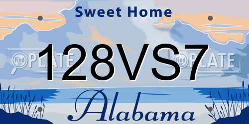 128VS7 Alabama License Plate
