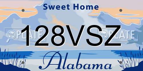 128VSZ Alabama License Plate