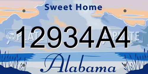12934A4 Alabama License Plate