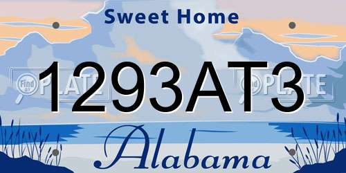 1293AT3 Alabama License Plate