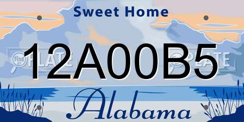 12A00B5 Alabama License Plate