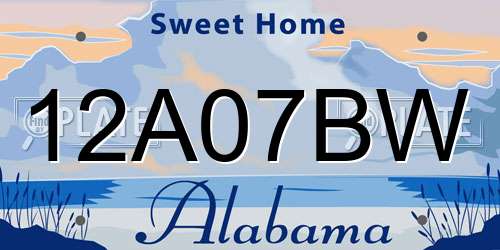 12A07BW Alabama License Plate