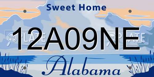12A09NE Alabama License Plate