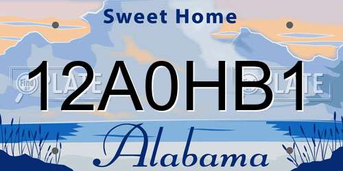 12A0HB1 Alabama License Plate