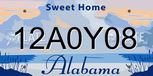 12A0Y08 Alabama License Plate