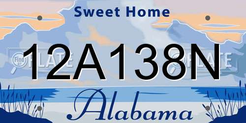 12A138N Alabama License Plate