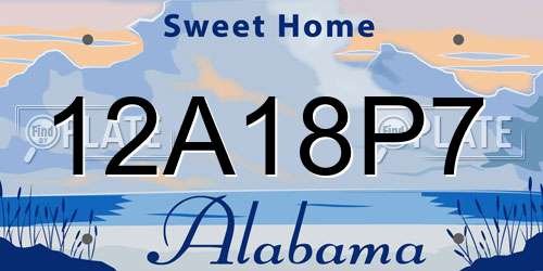 12A18P7 Alabama License Plate