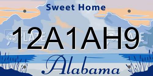 12A1AH9 Alabama License Plate