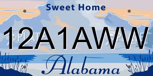 12A1AWW Alabama License Plate