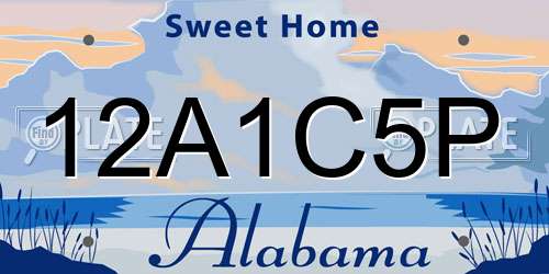 12A1C5P Alabama License Plate