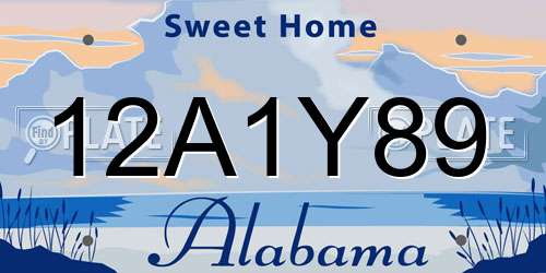 12A1Y89 Alabama License Plate