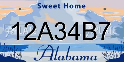 12A34B7 Alabama License Plate