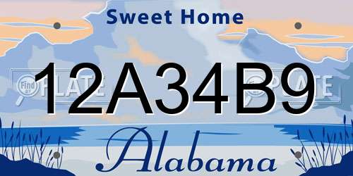 12A34B9 Alabama License Plate