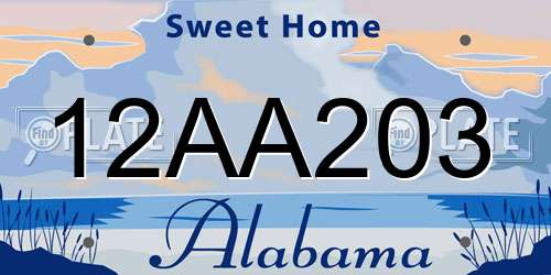 12AA203 Alabama License Plate
