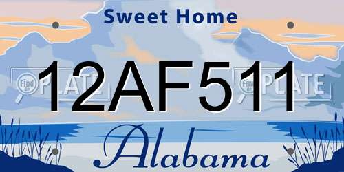 12AF511 Alabama License Plate