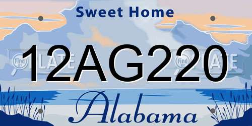 12AG220 Alabama License Plate