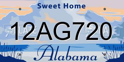 12AG720 Alabama License Plate