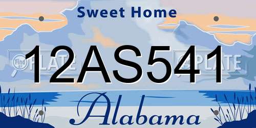 12AS541 Alabama License Plate