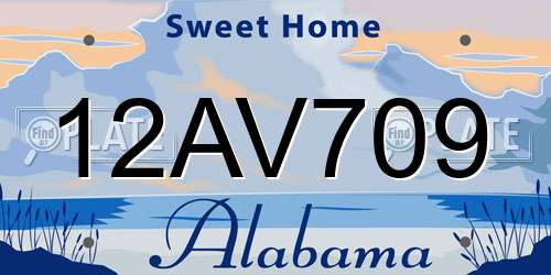 12AV709 Alabama License Plate