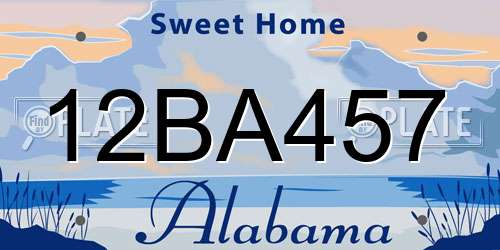 12BA457 Alabama License Plate