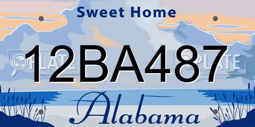 12BA487 Alabama License Plate
