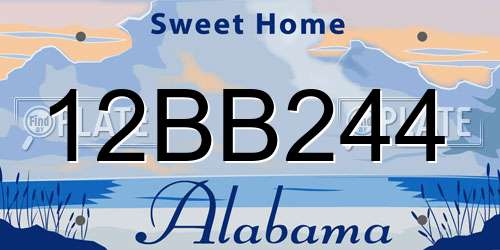 12BB244 Alabama License Plate
