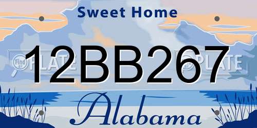 12BB267 Alabama License Plate