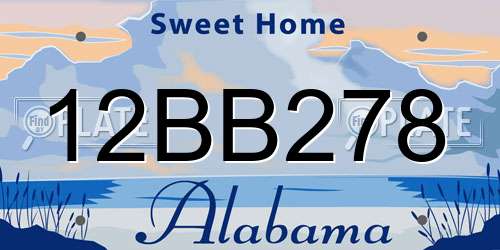 12BB278 Alabama License Plate