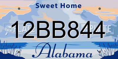 12BB844 Alabama License Plate