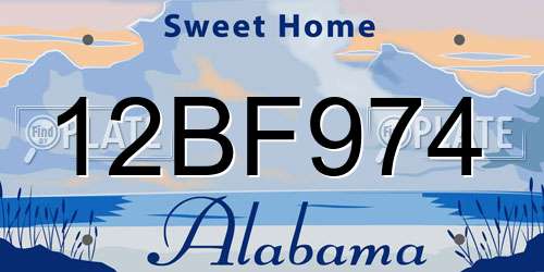 12BF974 Alabama License Plate