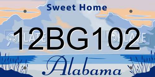 12BG102 Alabama License Plate