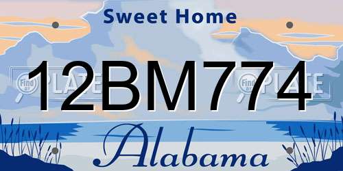 12BM774 Alabama License Plate