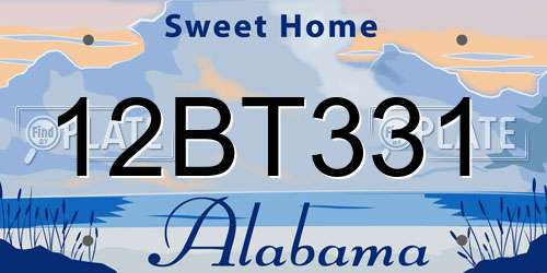 12BT331 Alabama License Plate