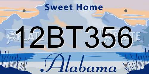12BT356 Alabama License Plate