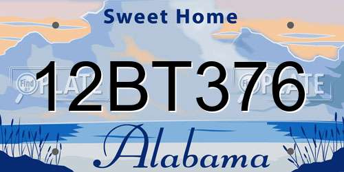 12BT376 Alabama License Plate