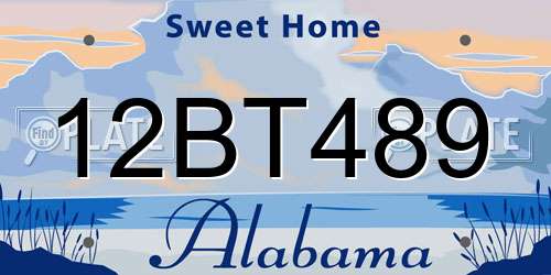 12BT489 Alabama License Plate