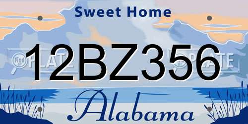 12BZ356 Alabama License Plate