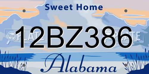12BZ386 Alabama License Plate
