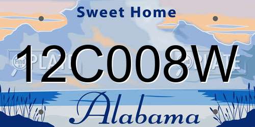 12C008W Alabama License Plate