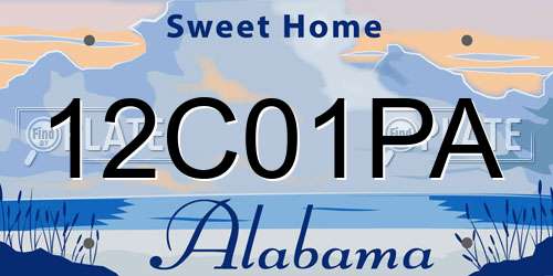 12C01PA Alabama License Plate
