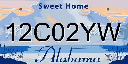 12C02YW Alabama License Plate