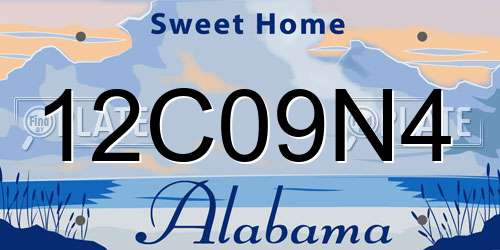 12C09N4 Alabama License Plate