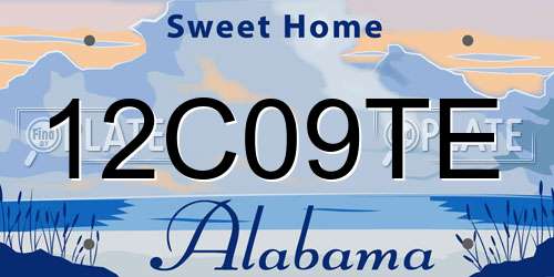12C09TE Alabama License Plate