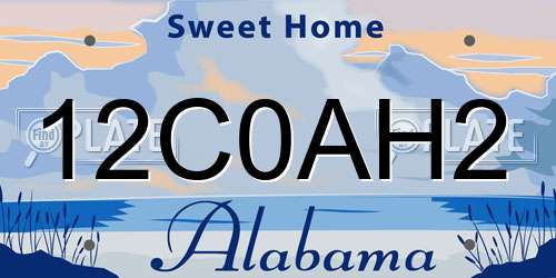 12C0AH2 Alabama License Plate