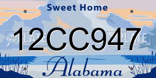 12CC947 Alabama License Plate