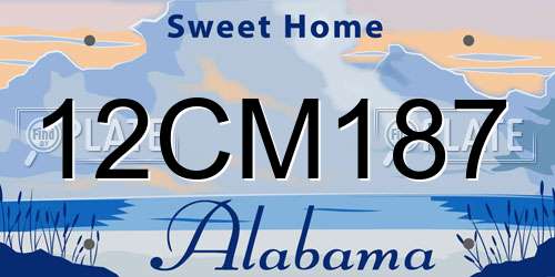 12CM187 Alabama License Plate