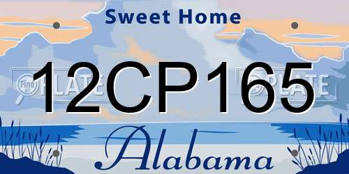 12CP165 Alabama License Plate